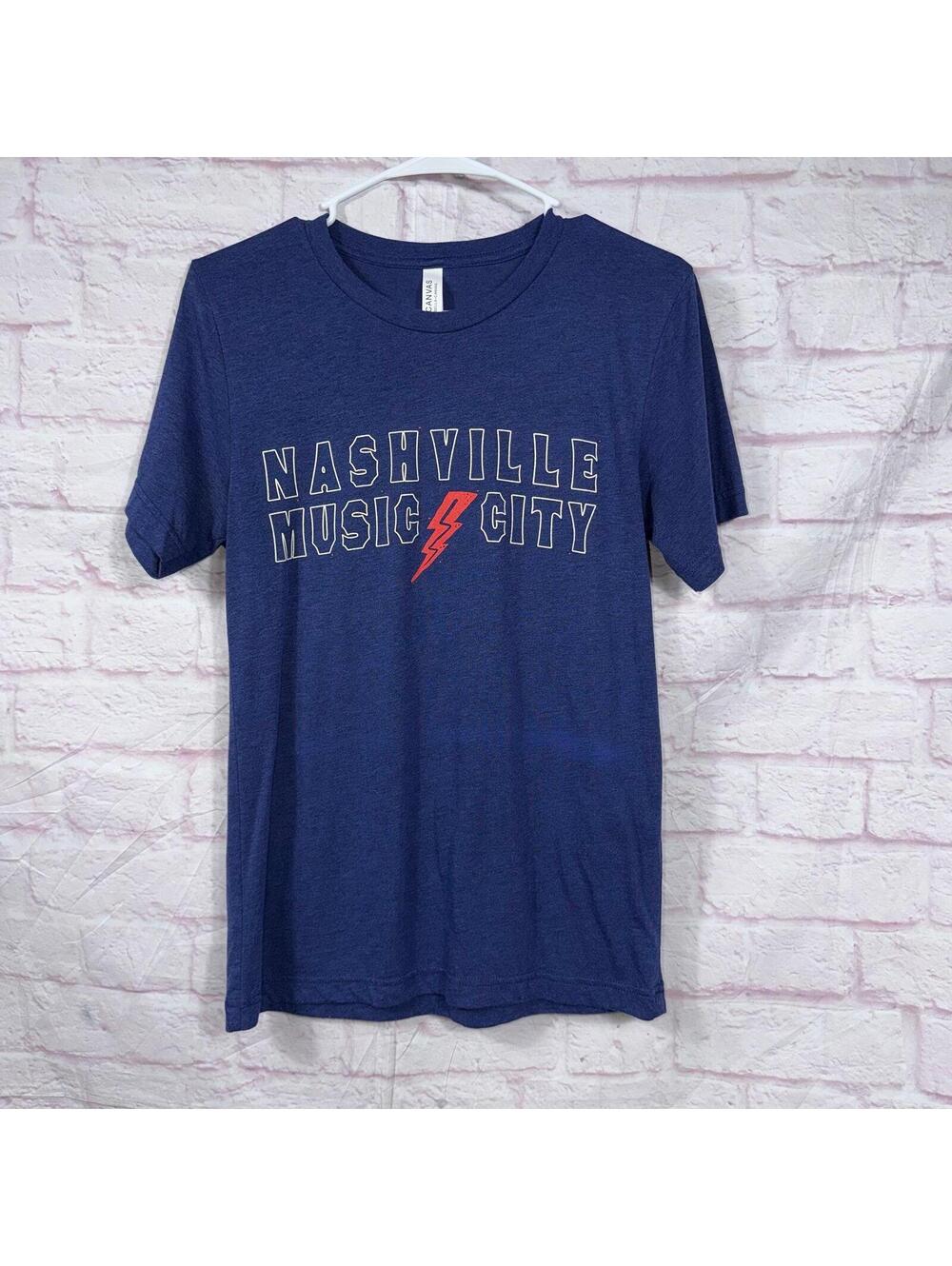 Bella + Canvas Nashville Music City Graphic Tee Women’s Small Blue Short Sleeve